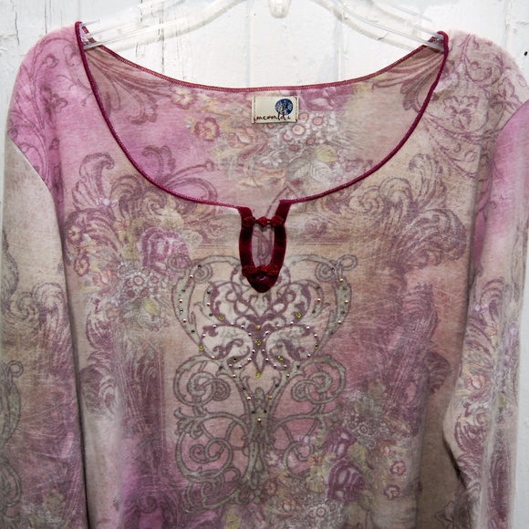 One World Tops - One World Embellished Top Velvet 2 Button Closure